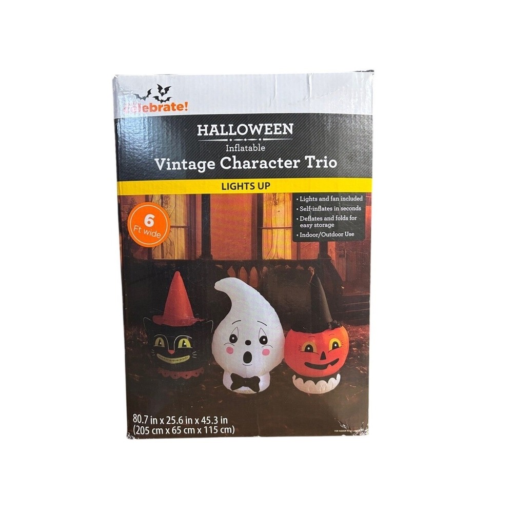 Way To Celebrate Vintage Halloween Trio Character 6ft Air Blown Inflatable NEW